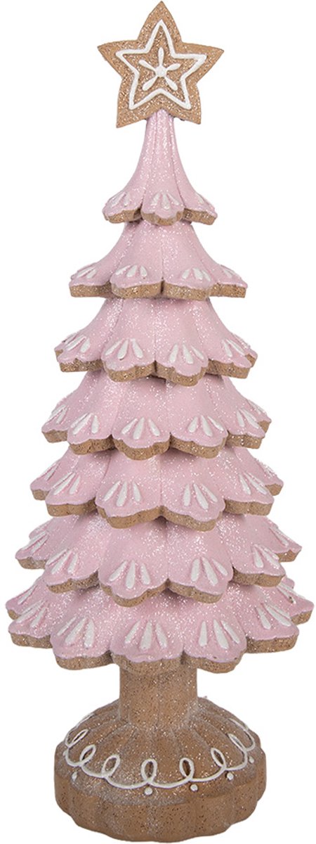 Clayre & Eef Kerstdecoratie Beeld Kerstboom Ø 16x40 cm Roze Kunststof