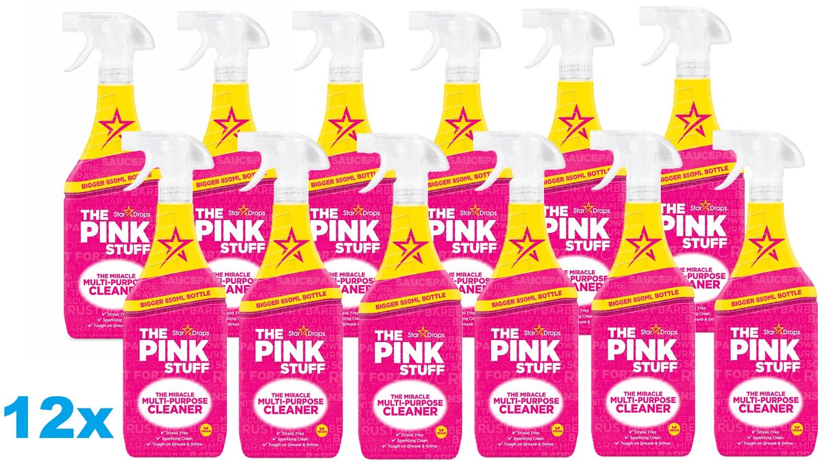 12 x The Pink Stuff - Allesreiniger - Multi-Purpose Cleaner Spray - 850 ml - Allesreiniger - Reiniger Spray - Vuil Verwijderen - Vet Verwijderen - Vlekken Verwijderen