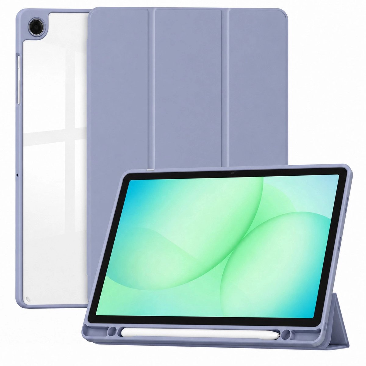Solidenz Hoes geschikt voor Samsung Galaxy Tab A11 Plus / Tab A9 Plus - Tri-Fold Book Case met Auto-Wake & Pen Houder - Lavendel
