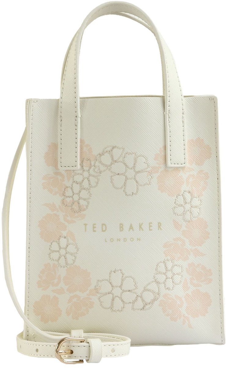 Ted Baker handtas schoudertas Reocon Embroidery Floral Mini Icon Bag Ivory wit