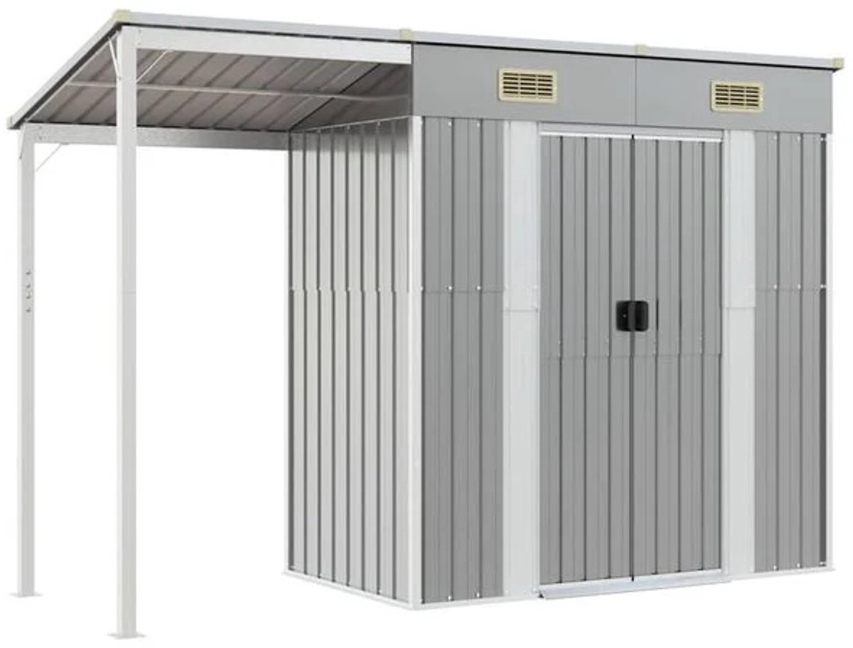 Tuinschuur - Fietsenhok - Stalling - Fietsberging - Huis - Overdekt - Fiets - Lichtgrijs - Scooter - Fiets