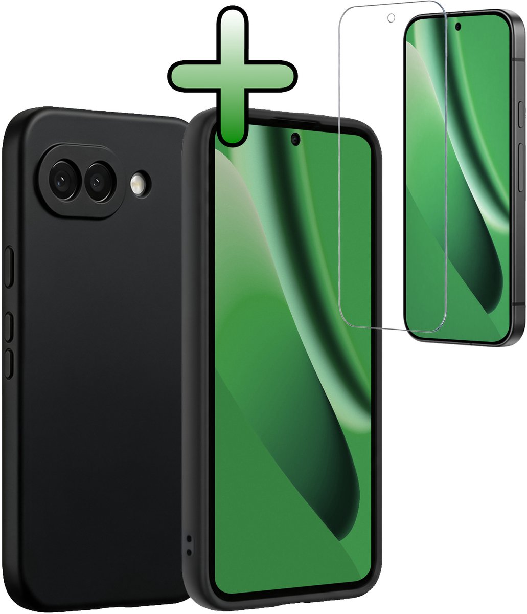 Hoesje Met Screenprotector - Geschikt voor Google Pixel 10a - Sterk & Shockproof - Back Cover - Siliconen Case - Telefoon Hoes - Zwart