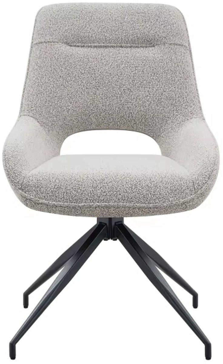 Bresht Eetkamerstoelen - Set van 2 - Draaibaar - Zwart Metalen Kruispoot - Comfortabele Zitting - Beige - 70 × 50 × 87 cm