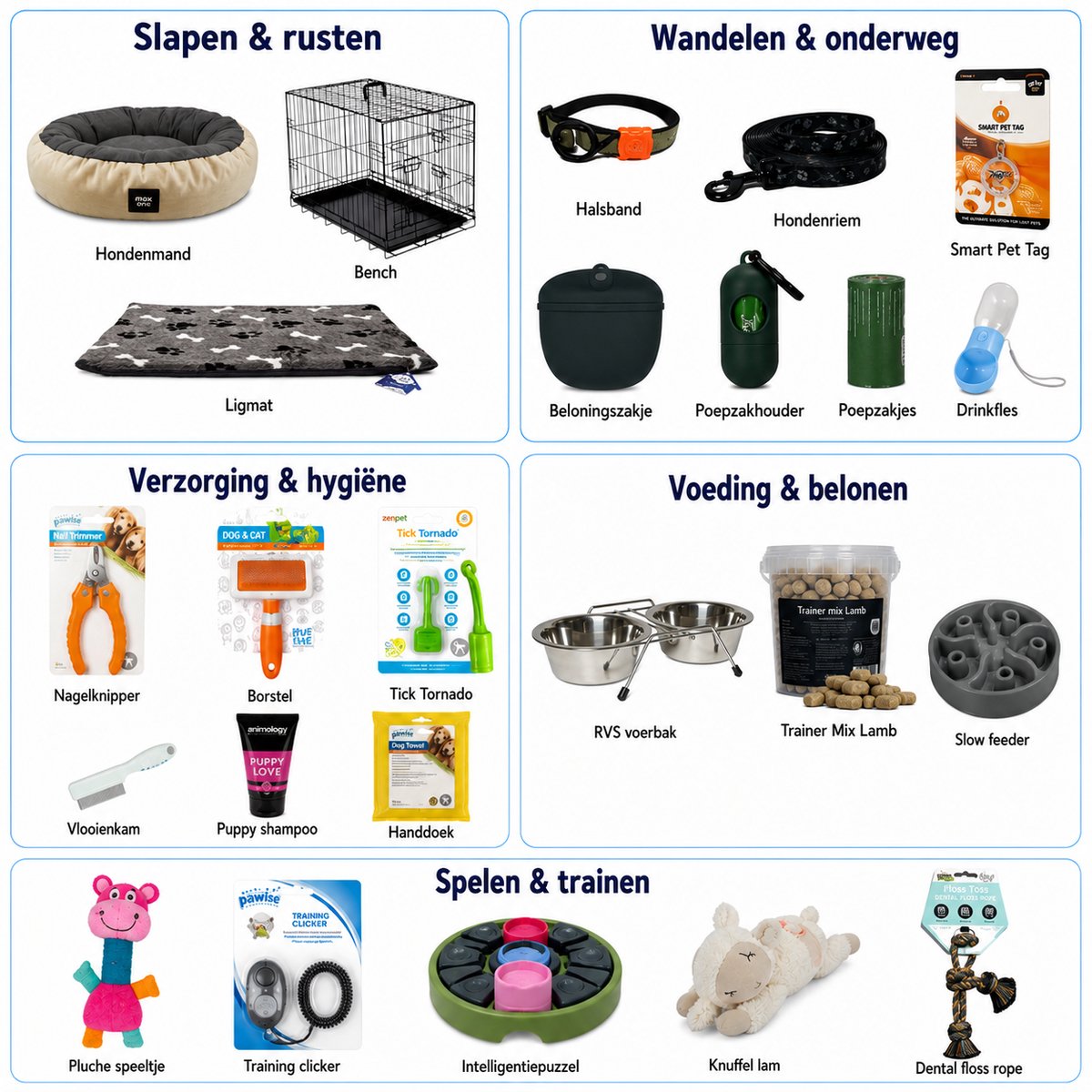 Puppy Pakket Hond met Bench Compleet 23-delig – Puppypakket Starterset met Speelgoed, Training en Verzorging thumbnail 2