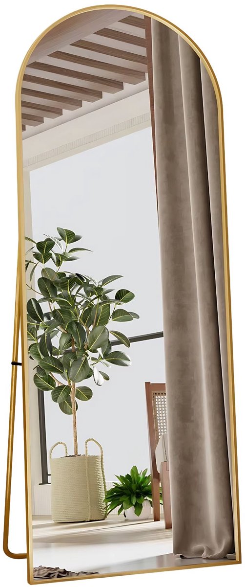 Staande Spiegel 165 x 60 Cm - Volledige Lengte HD Spiegel met Ophanghaken - Zwart Metalen Frame - voor Slaapkamer en Woonkamer