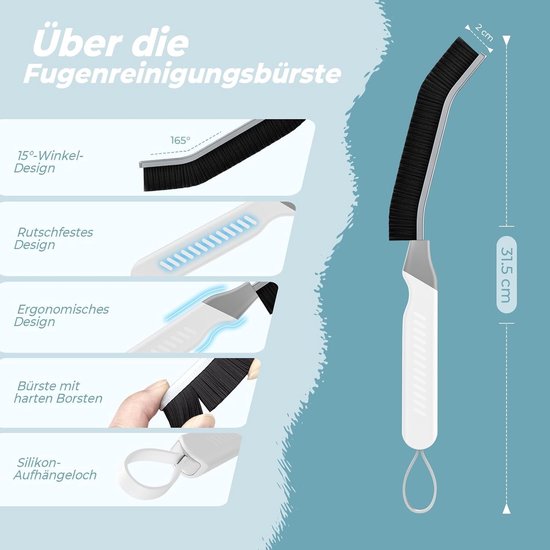 4 Stuks Harde Borstels voor Hoekreiniging, Kierenborstel, Voegenborstel voor Badkamer, Keuken en Huishoudelijk Gebruik — afbeelding 5