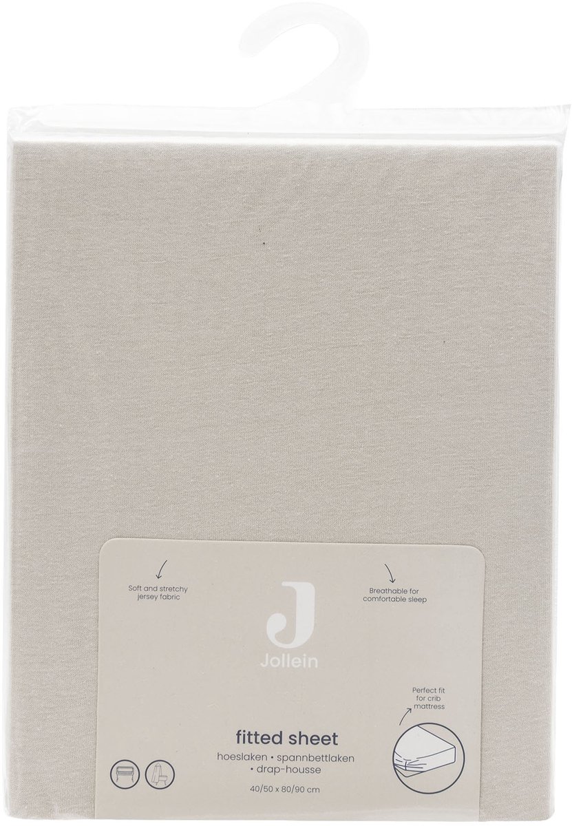 Jollein Hoeslaken Ledikant - 70/75x140/150cm - Jersey - Sand