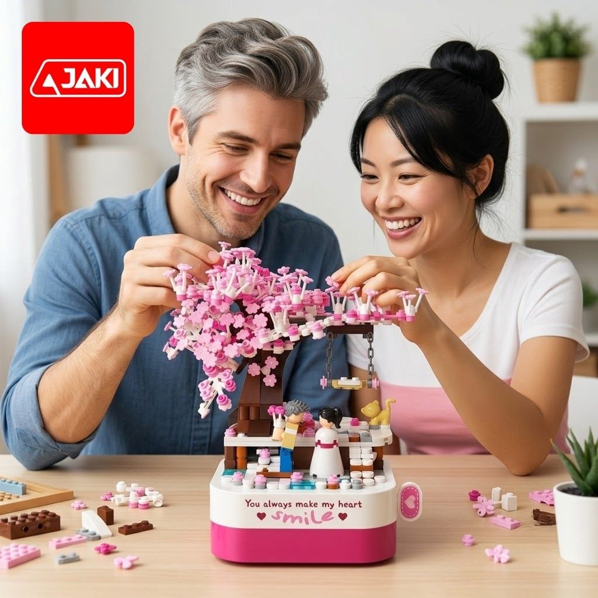Jaki Bonsai Romantische Japanse bloemen tuin | Botanical Sakura Kersenbloesem | Classic bloemenpracht modelbouw | Muziekdoos niet compatibel met lego | Icons Creator speelgoed mega bouwpakket voor kinderen & volwassenen | 449 bloks | Valentijn cadeau — afbeelding 6