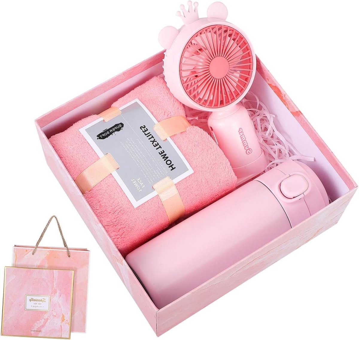Cadeaupakket met Thermosbeker - Geschenkset Zelfzorg - Vieringen en Cadeaus - Praktisch en Elegant Ontwerp - 18.00X6.50X6.50CM - Roze