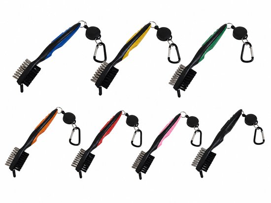 Golfclub borstel en groeven reiniger - 3 in 1 Multi Club Cleaner met uittrekkoord - kleur GEEL van Phantom Athletics — afbeelding 4