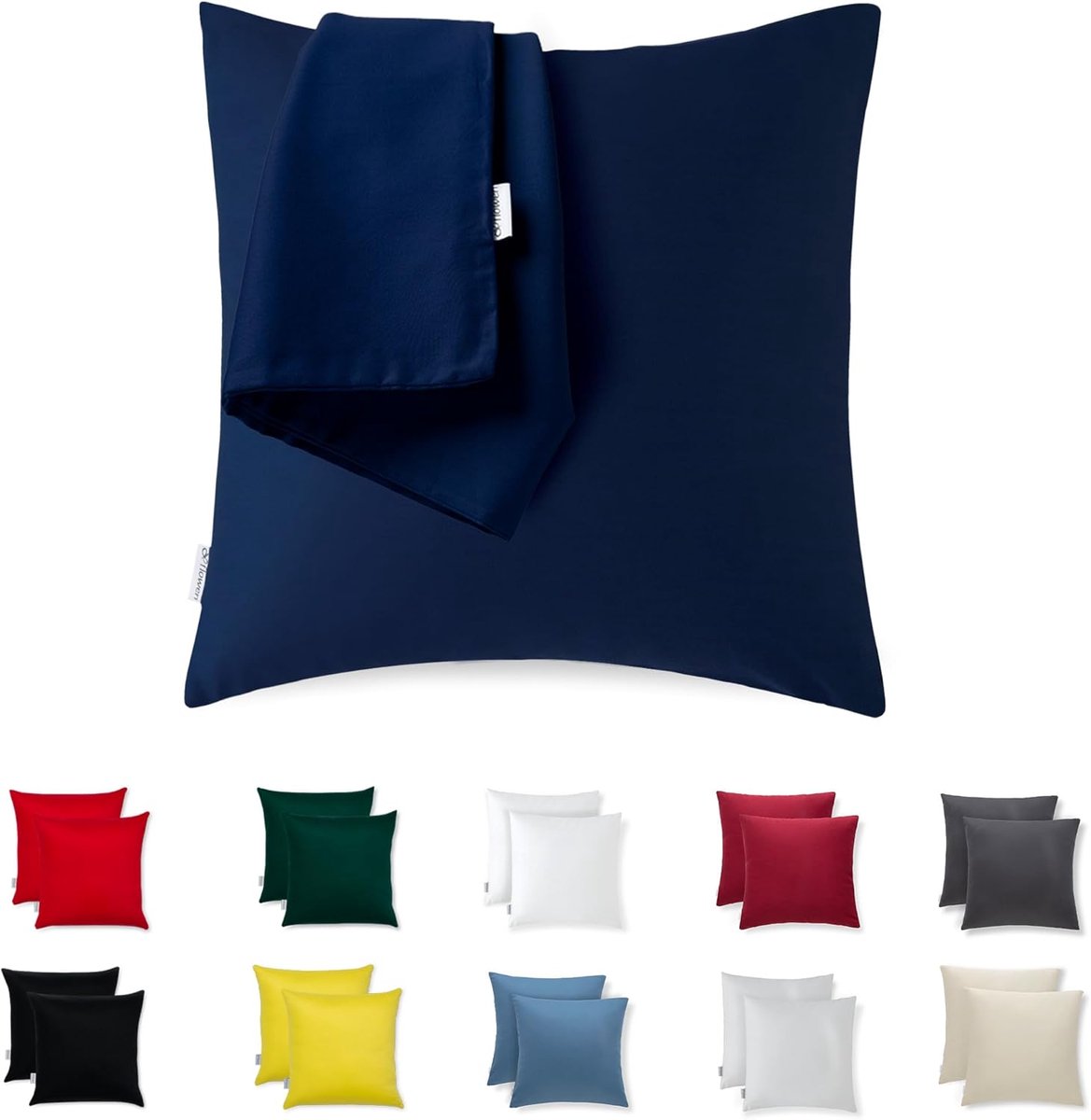 SnelShoppen - Set van 2 Donkerblauwe Kussenslopen 50x50 cm - 100% Polyester Microfiber - Zipper - Hypoallergene, Ademend en Machinewasbaar - Luxe voor