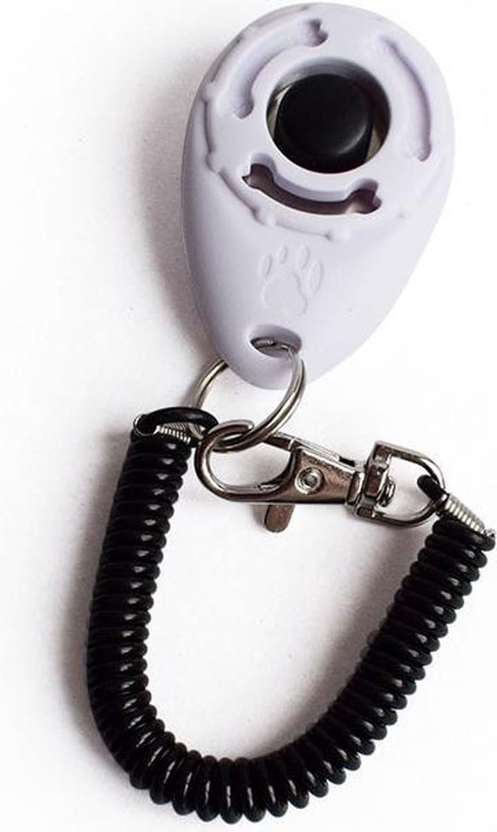 Trainingsclicker Hond Wit – Clicker voor Clickertraining – Met Koord en Bevestiging – Compact en Licht – 5 x 1 x 3 cm