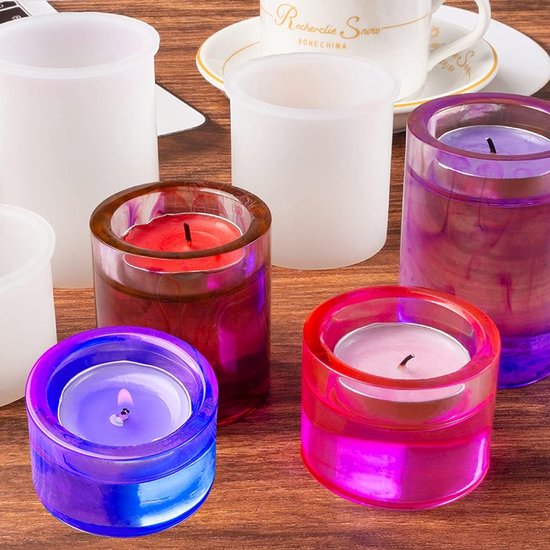 Mallen Silicone, SENHAI Theelichthouder Epoxyhars Mallen voor Kaarsenhouder, Hars Gieten, Decoratie, Bruiloft, Woondecoratie — afbeelding 2