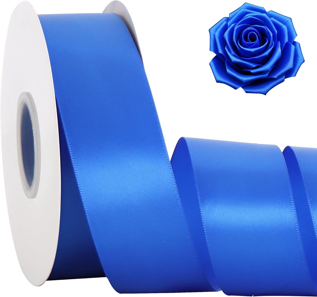 1 1/2 inch x 46 m koningsblauw satijnen lint, effen stof lint voor cadeauverpakking, bloemboeketten, strikken en knutselen, Kerstmis, Valentijnsdag, verjaardag, bruiloft en feestdecoratie