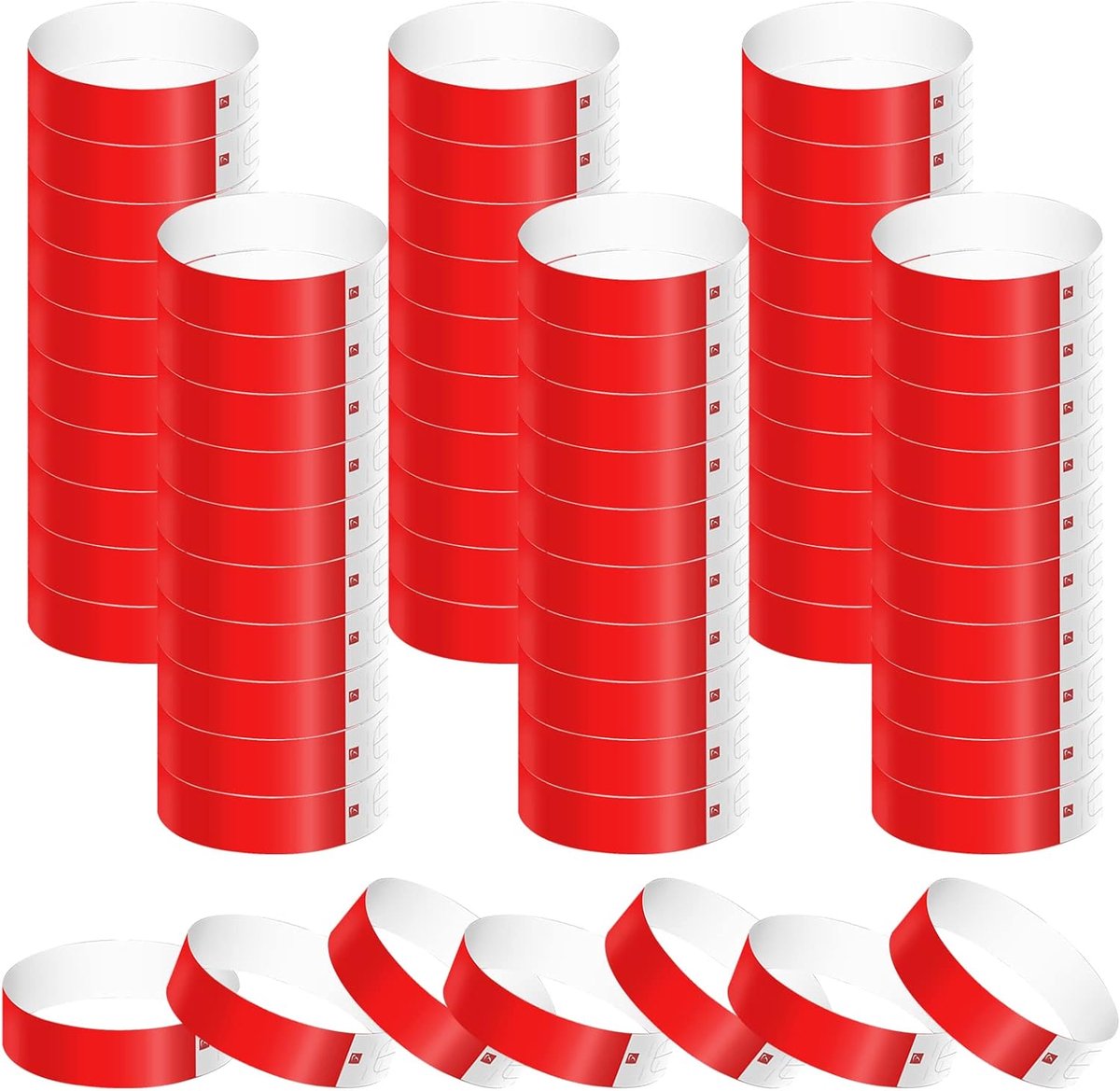 600st Rode Polsbandjes voor Evenementen, Waterdichte Papieren Armbanden Polsbandjes voor Evenementen Pols-Partybandjes Armbanden voor Beurzen Festivals (Rode)