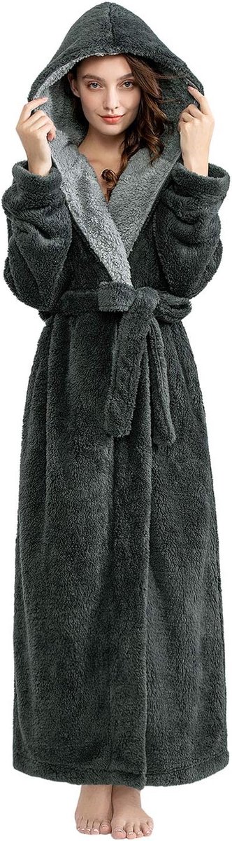 Badjas Dames Kamerjas Zacht en Super Pluizig, Dames Lange Koraal Fleece Winter Warm Badjas