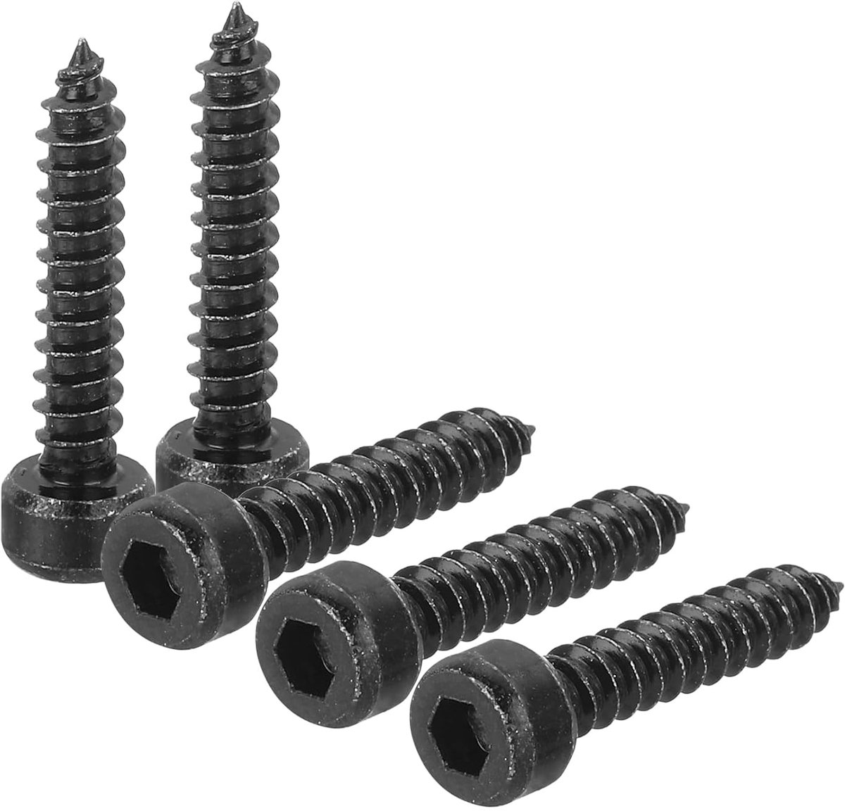 M4 zeskantige plaatschroef, 50 stuks M4 x 20 mm, roestvrij staal 304, zelftappende schroeven met zeskantkop, zeskantaandrijving, zelftappende punt - zwart