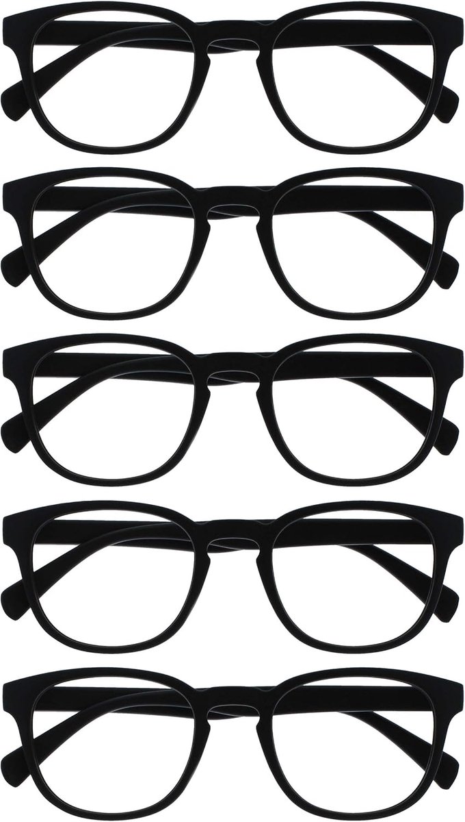 Pop 5 Stuks Retro Ronde Glad Mat Zwart Mannen Vrouwen Leesbril Scharnieren Met Veer RRRRR2-1 +2,00
