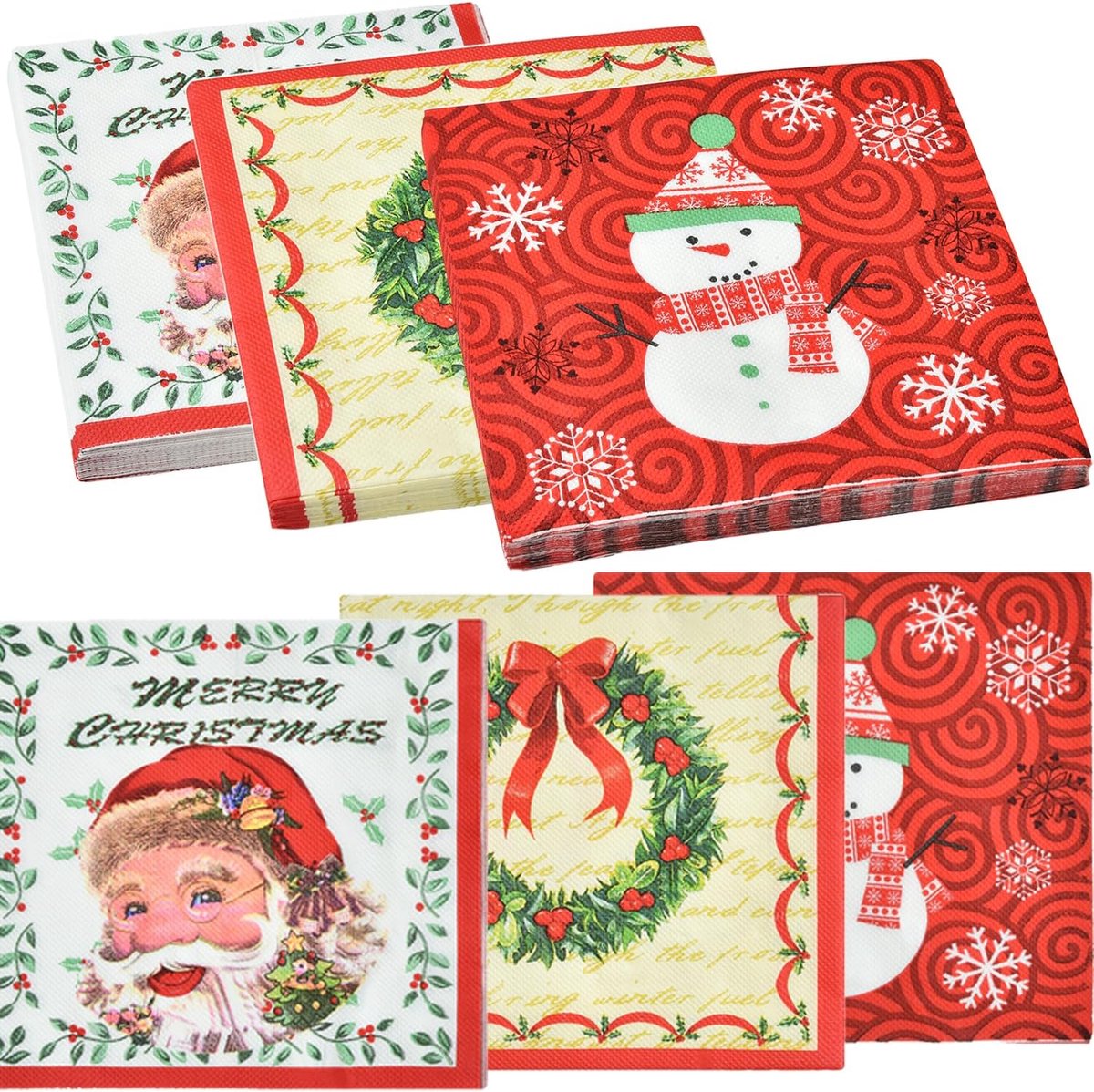 Servetten 3-laags (33 x 33 cm) - 60 stuks, servetten voor Kerstmis, perfect voor Kerstmis, winter, feestdagen, kerstavond tafeldecoratie, papieren servetten voor de winter