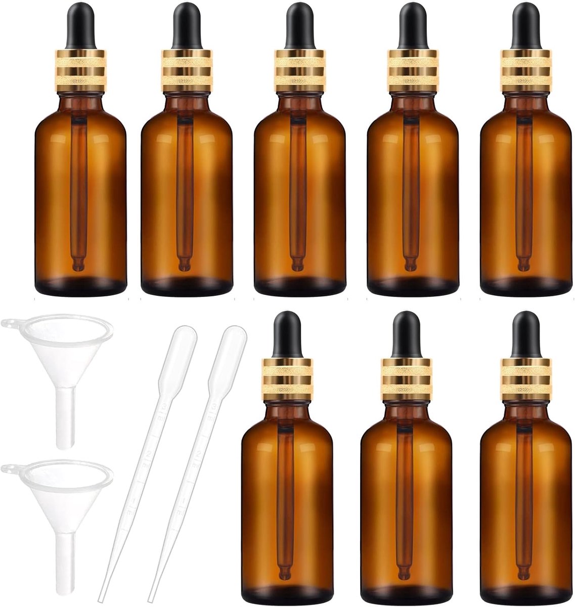 30ml-8st Pipetfles Klein Glazen Flesje - Amberkleurige Glazen Apothekerspot set Met Zwarte Pipetdop voor etherische olie aromatherapie melanges