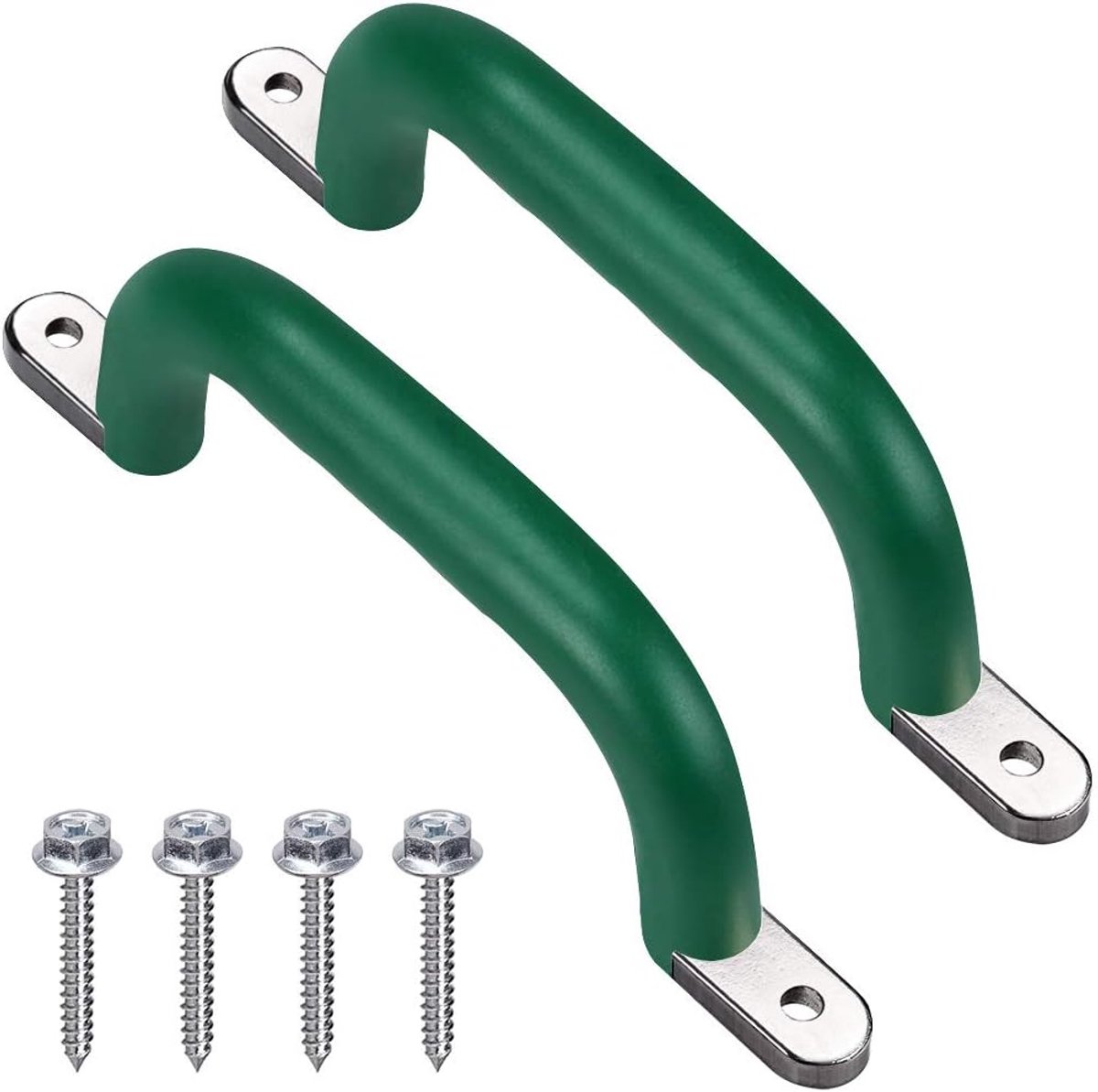 Set van 2 veiligheidsspeeltuingrepen, metalen handgrepen van 24 cm, handgrepen met vingerverdiepingen voor kinderschommel, speelset, klimrek, speelhuisgrepen, groen