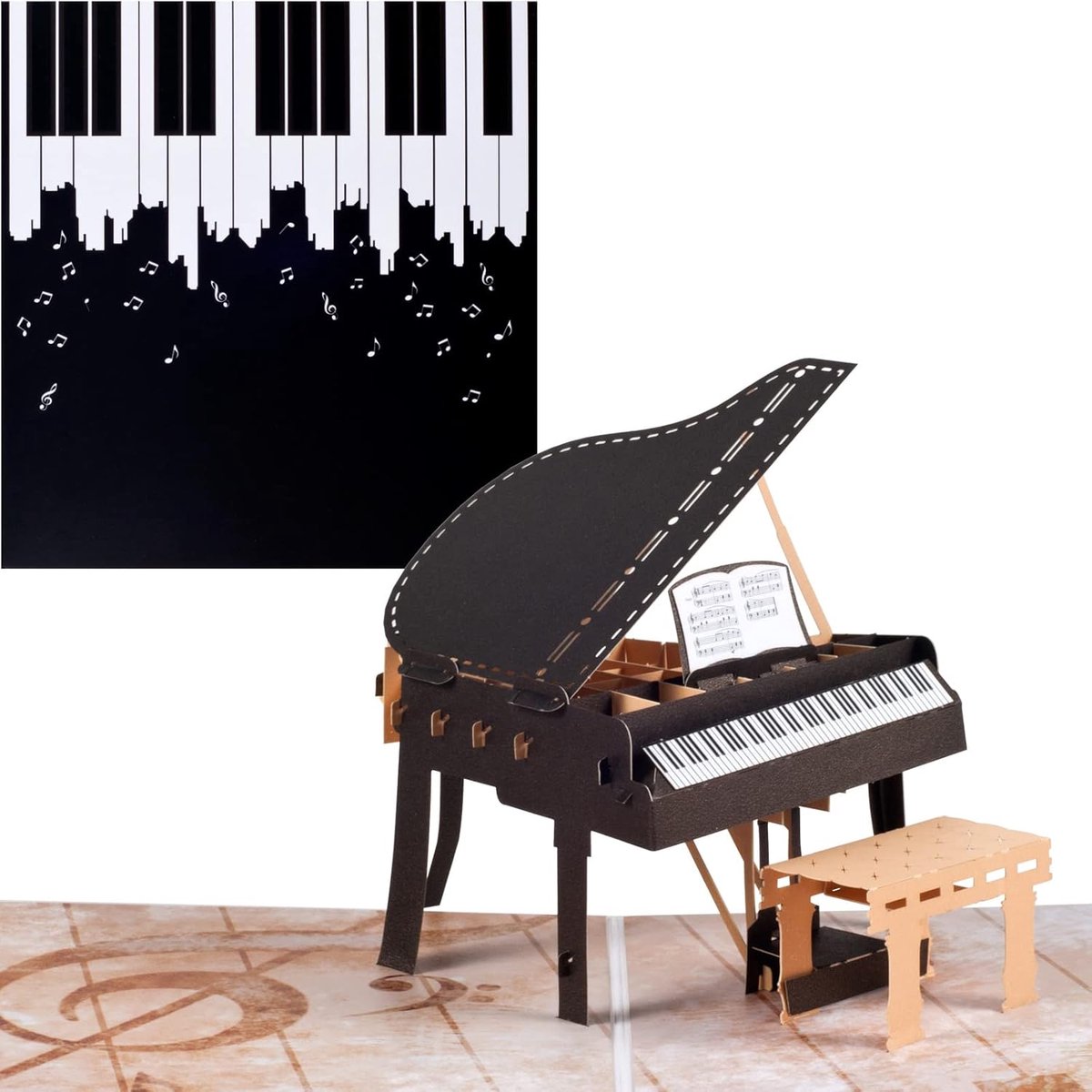 verjaardagskaart, 3D pianokaart, recital uitnodigingen, muziekfestival souvenirkaart voor pianoliefhebbers, geschikt voor verjaardagen, afstuderen, aanmoediging