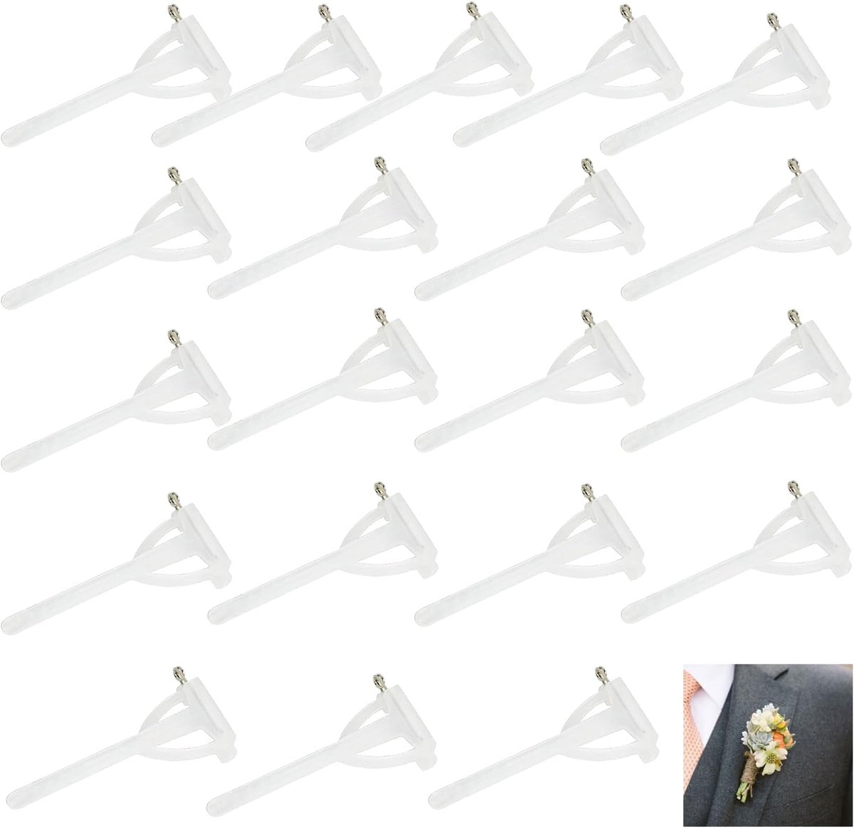 20 Stuks Transparante Driehoek Boutonnière Spelden, Corsage Spelden Set voor Bruiloften en Bloemstukken