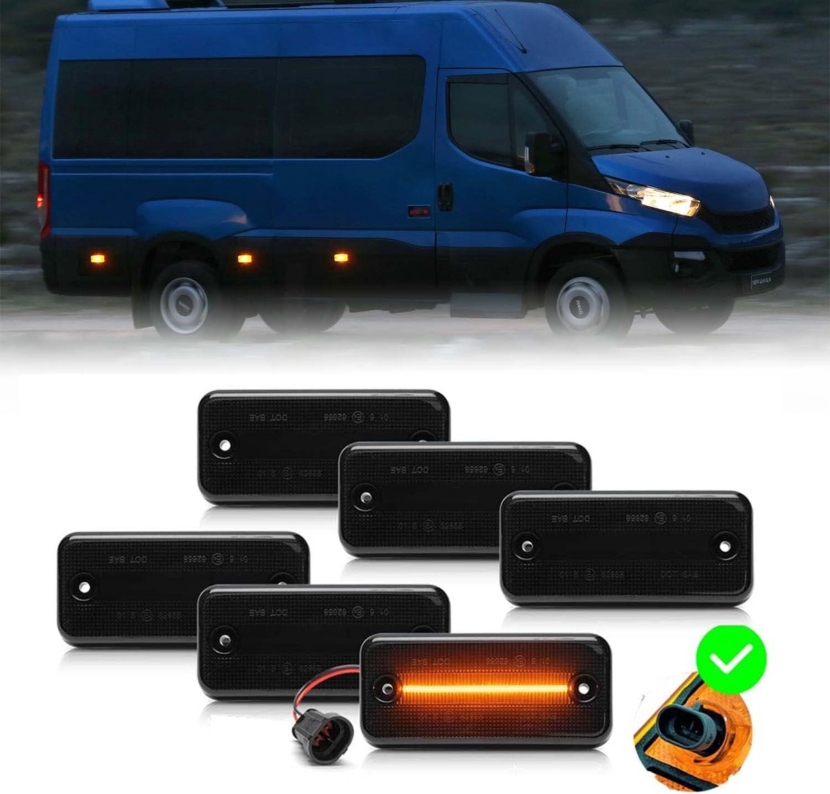 6 stuks 12-24V LED zijmarkeringsverlichting voor minibus van 2006-up F.iat Ducato C.itroen Jumper Relay P.eugeot Boxer I.veco Daily Smoked Lens Led Sidemarker Truck Parking Light