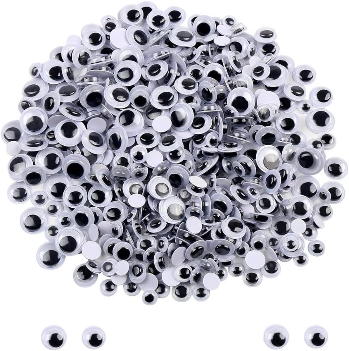 Ogen, zelfklevend, 8 mm en 10 mm, wiggle Googly Eyes, knutselogen, kunststof knutselogen, poppenogen, zelfklevende stickers voor doe-het-zelf, scrapbooking, speelgoed, accessoires