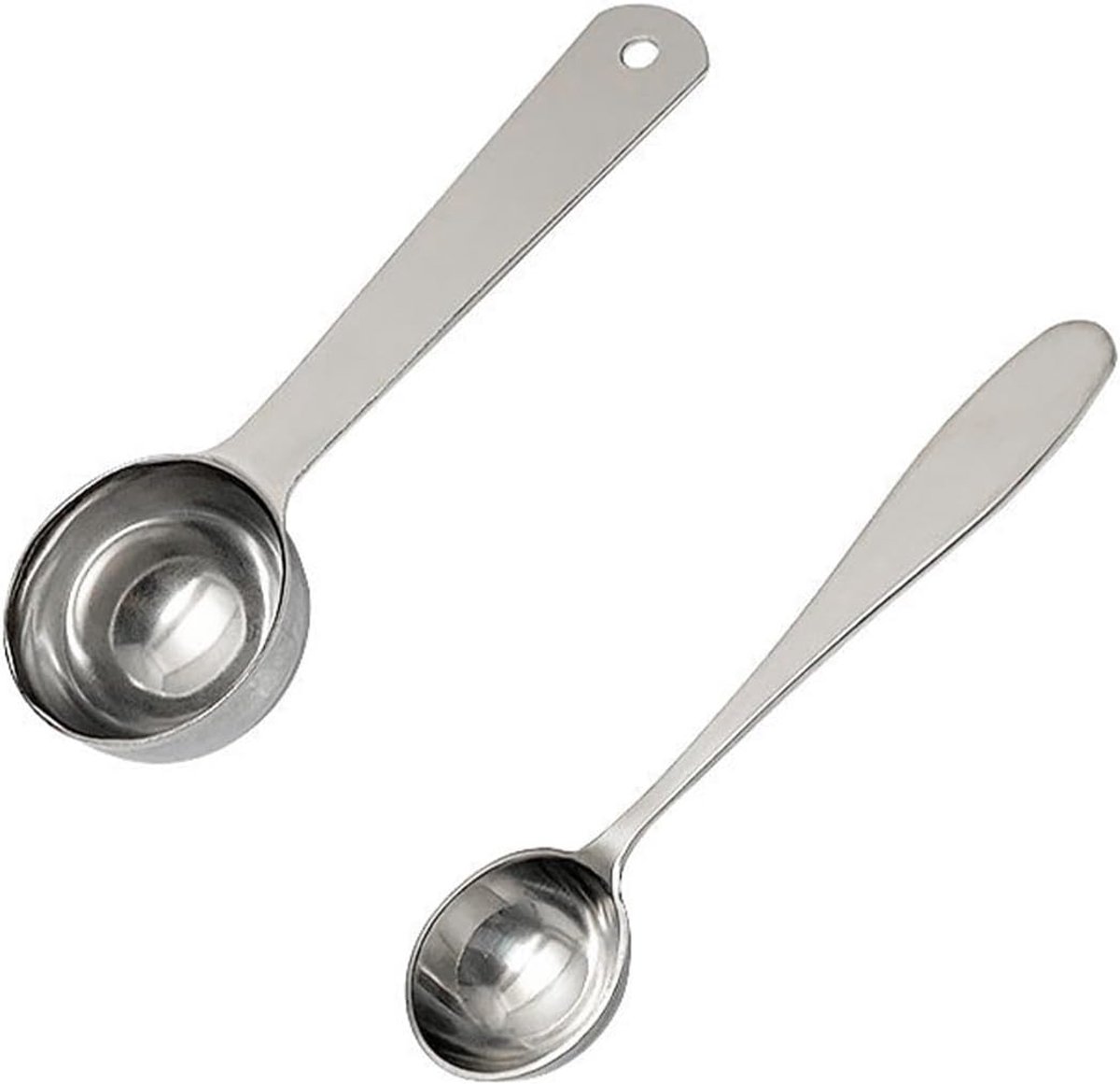 2 stuks maatlepels roestvrij staal (5 ml + 20 ml) doseerlepel met lange handgreep voor het afmeten van koffie, specerijen, ingrediënten, nauwkeurige meetlepels, ideaal als cadeau
