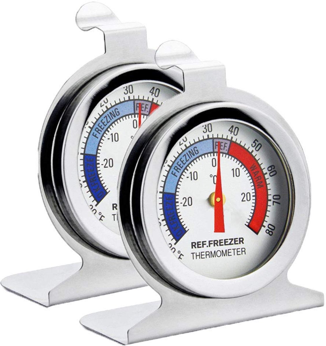 Fridge thermometer 52 mm - 430 roestvrij staal - 4 kleurenzones - voor nauwkeurige temperatuurmeting - ShopVlot