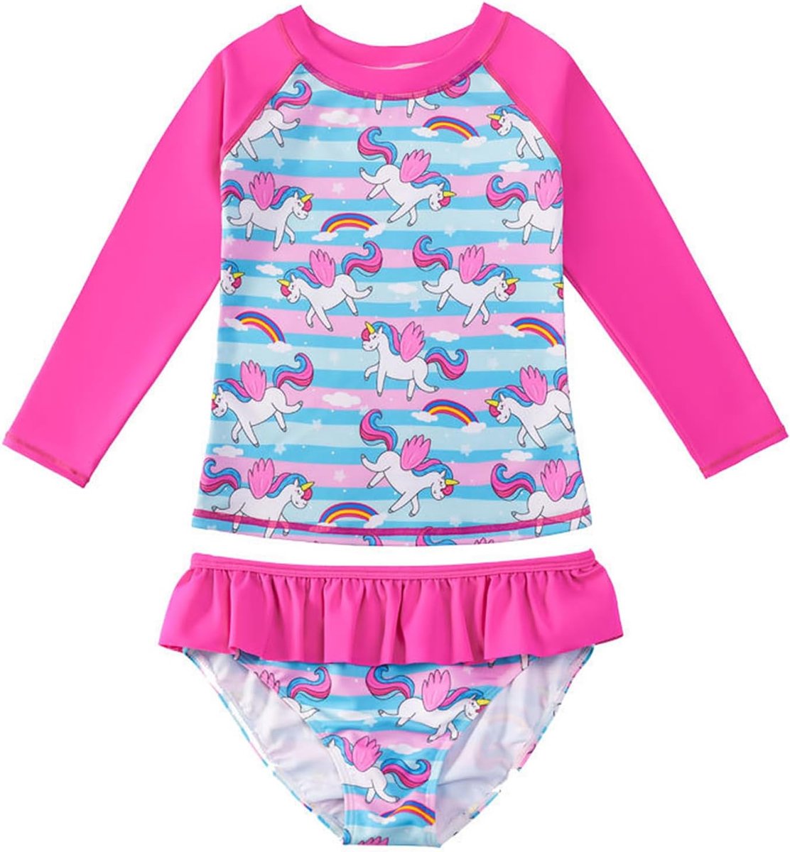 Tweedelig badpak met lange mouwen voor kinderen, uv-bescherming, 3-9 jaar