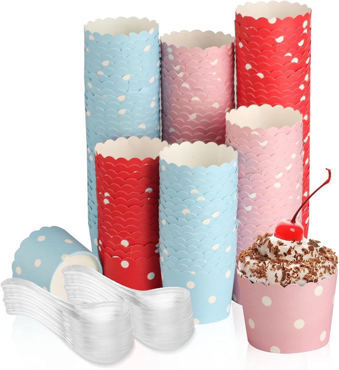 SnelShoppen - 150 Stuks Muffin Mallen Papieren Cupcake Wraps - Muffin Bakvormen - Hoge Temperatuur Weerstand - Niet Plakkerig - Voor Bruiloft, Hallowe