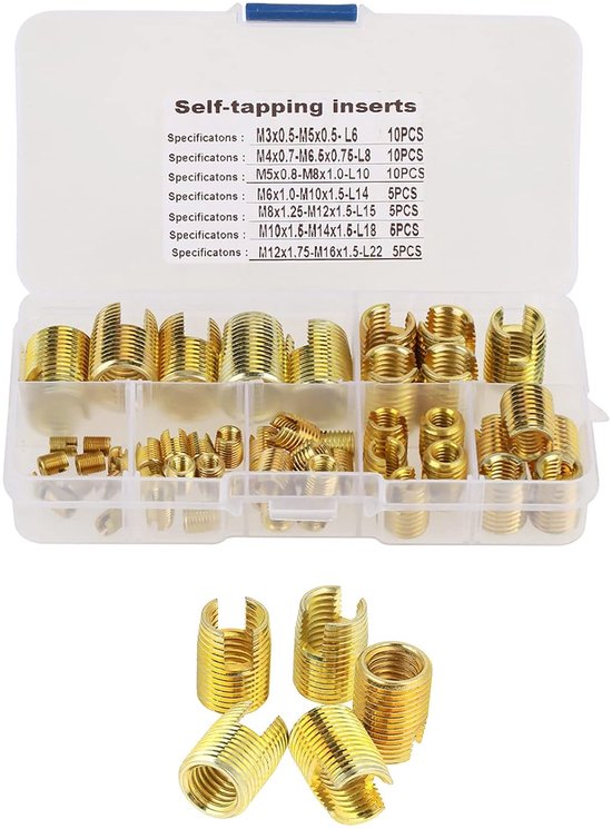 50 stuks Zelftappende Draad Inserts Schroef Bus Repareren Kit Draad Reparatie Tool M3 / M4 / M5 / M6 / M8 / M10 / M12 — afbeelding 4