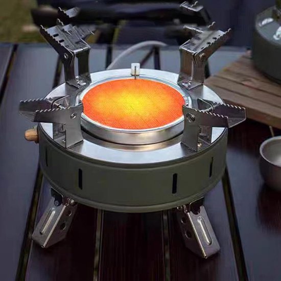 Camping Stove - Outdoor Burner - Wilderness Cooking - Windproof Split Design - 20 x 20 x 11 cm - Silver van Camping — afbeelding 2