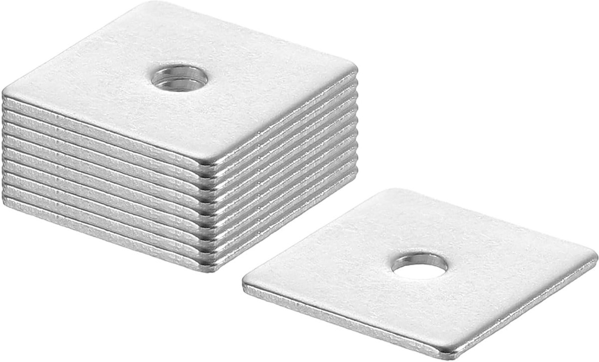 Vierkante sluitring M3 x 16 x 16 x 1 mm, 201 roestvrij stalen lagerplaat, platte afdichting, vierkante sluitringen met rond gat voor machinereparatie, buitenbouw
