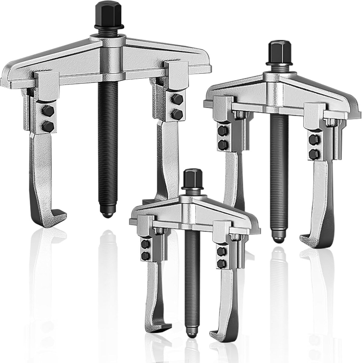 3-delige universele trekker 2-armig, spanwijdte 40-150 mm, instelbare lagertrekker, paralleltrekker, 110-170 mm diepte, klauwtrekker, kogellagertrekker, uitdrukker, gereedschap 4 inch / 6 inch / 8