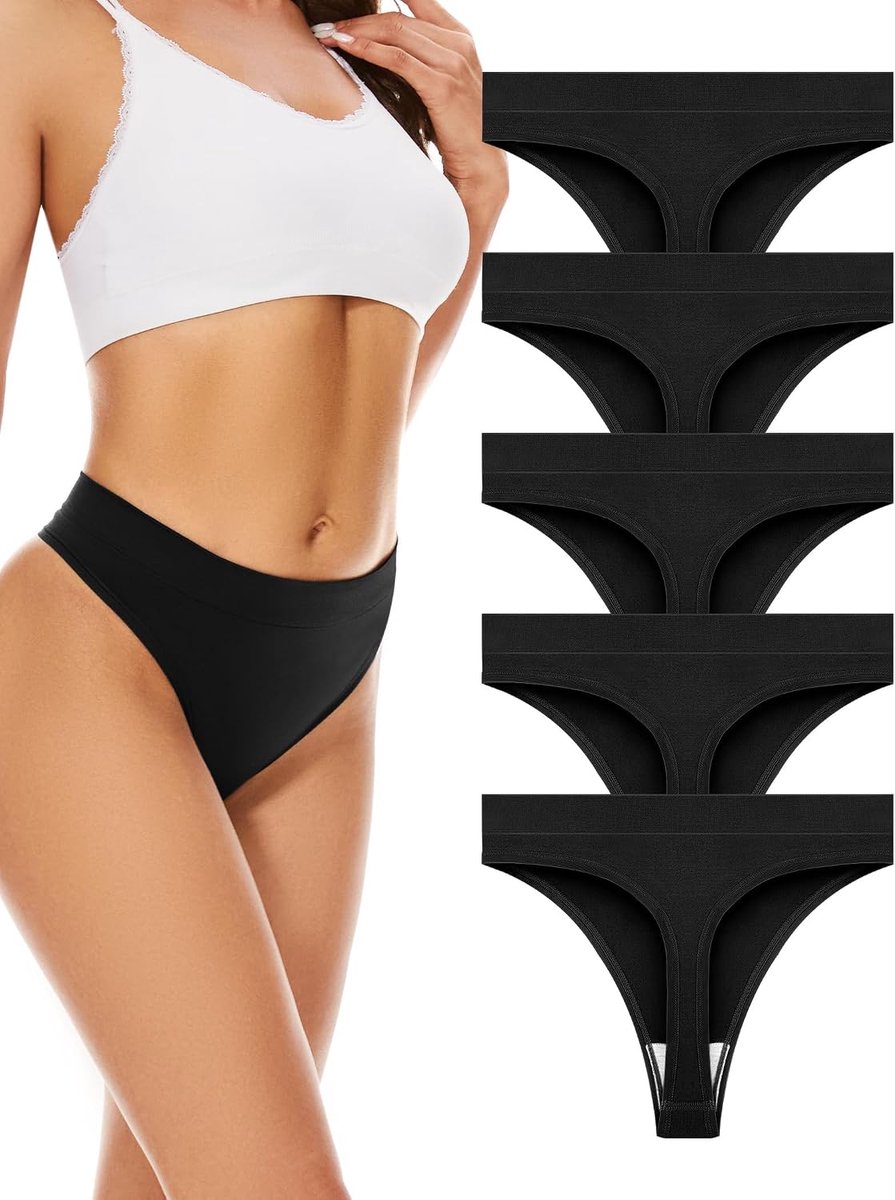 String Dames Ondergoed Naadloos Vrouwen Hoge Taille,Thong Women Set | 5 Pack Seamless Thongs Underwear Panties,High Waist Tanga Sportslips,Invisible Onderbroeken Multipack,Onzichtbaar Brazilian