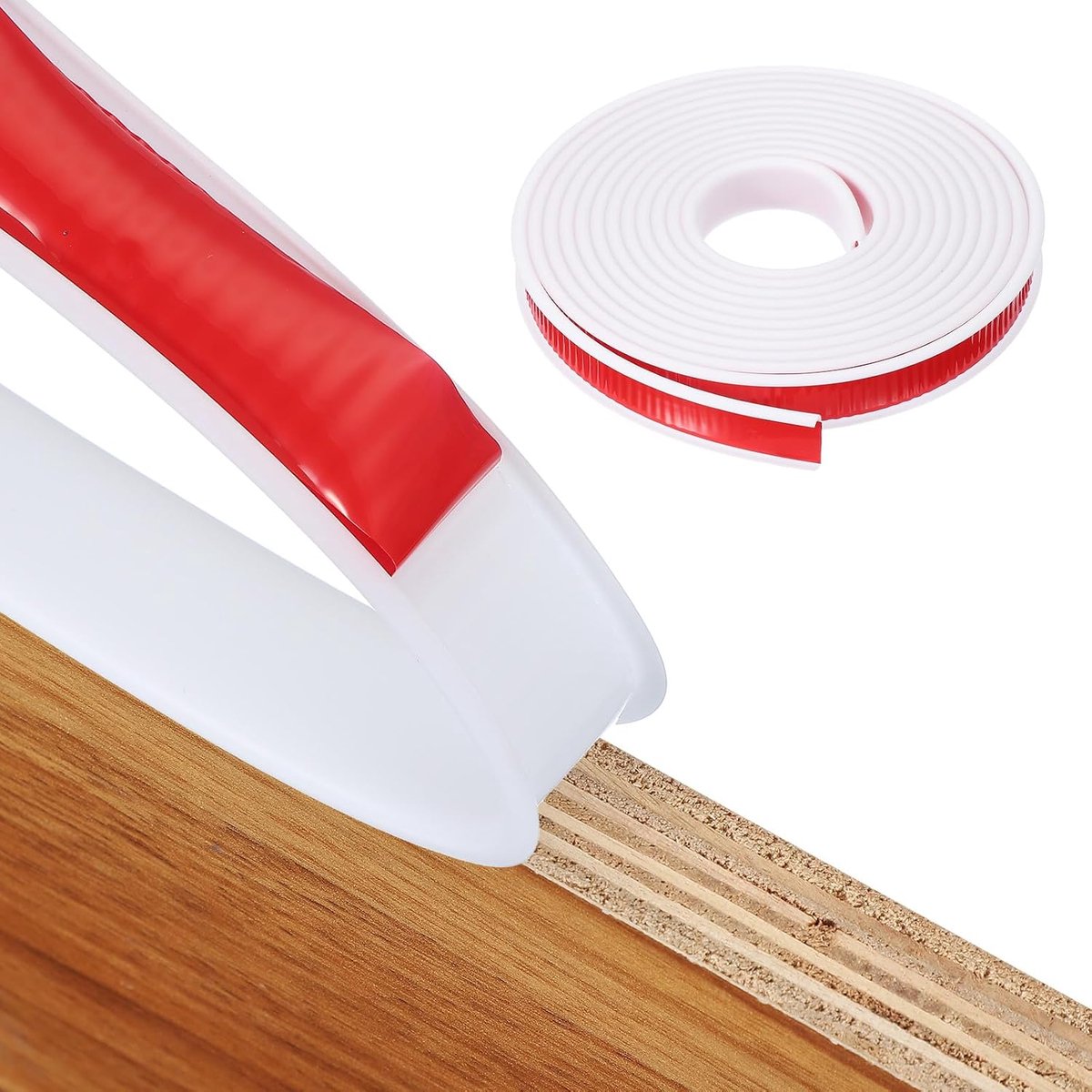 Randplakband, zelfklevend, 18 mm x 4 m, flexibele randbescherming, zelfklevend, U-vormige TPE-randband voor kastranden, eindlijst, werkbladen, wit