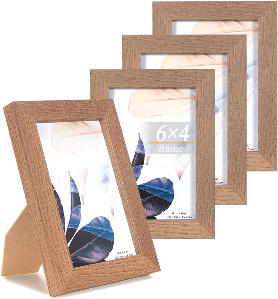 Fotolijst set van 4 - Bruin hout 15x10cm - Vrijstaand en wandmontage - Perfect voor jouw interieur - SnelShoppen
