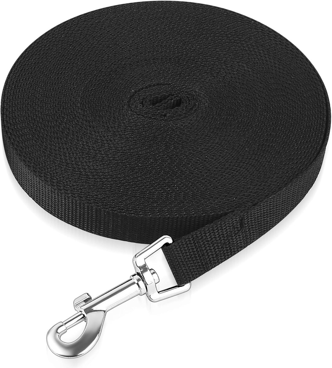 Hondenlijn 15m - Zwarte Nylon Training Leash - Duurzaam en Flexibel - Ideaal voor Training en Wandelen - SnelShoppen