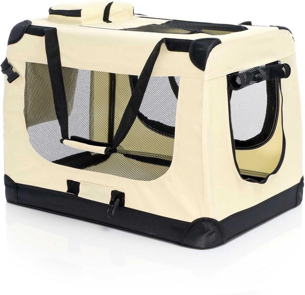 Opvouwbare transportbox voor huisdieren L - beige - met draaggreep - ideaal voor reizen - ShopVlot
