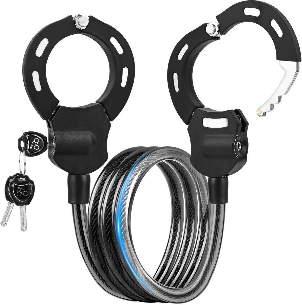 SnelShoppen - E-scooterslot 152 cm, anti-diefstal kabelslot voor e-scooter, handboeislot, 1,4 kg, hoge veiligheid met 3 sleutels, ideaal voor fiets, k