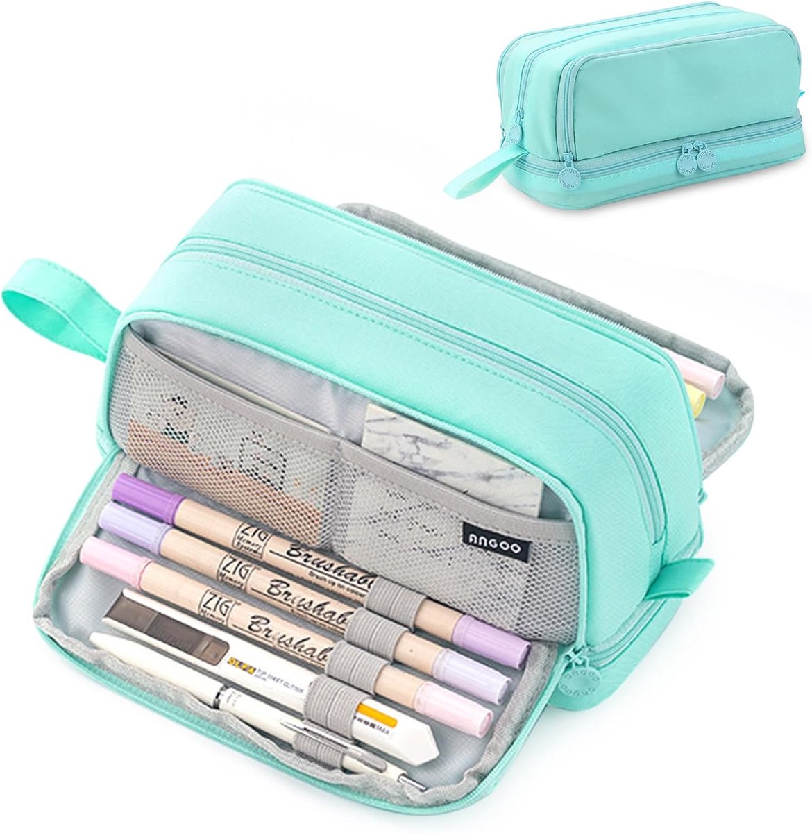 SnelShoppen - Pennenmap Grote Capaciteit, Uitschuifbare Multifunctionele Etui met Rits, Voor School, Kantoor, en Creatief Gebruik, 22cm x 9.5cm x 10cm