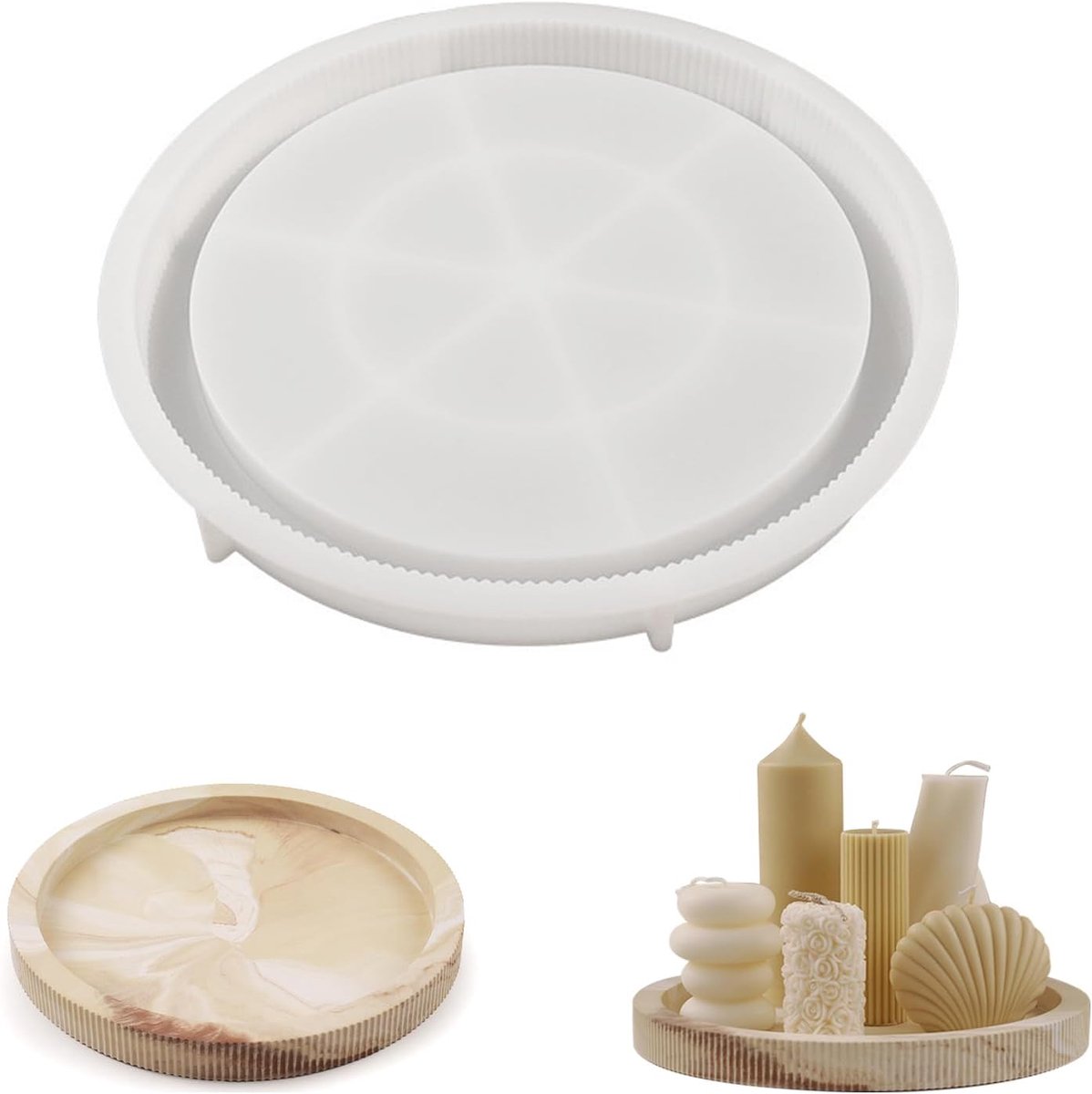SnelShoppen - Silicone Mould Tray 27 x 27 cm - Ronde Silicone Mallen voor DIY Crafting, Coasters, Theetray - Hoogwaardig Silicone voor Creatieve Proje