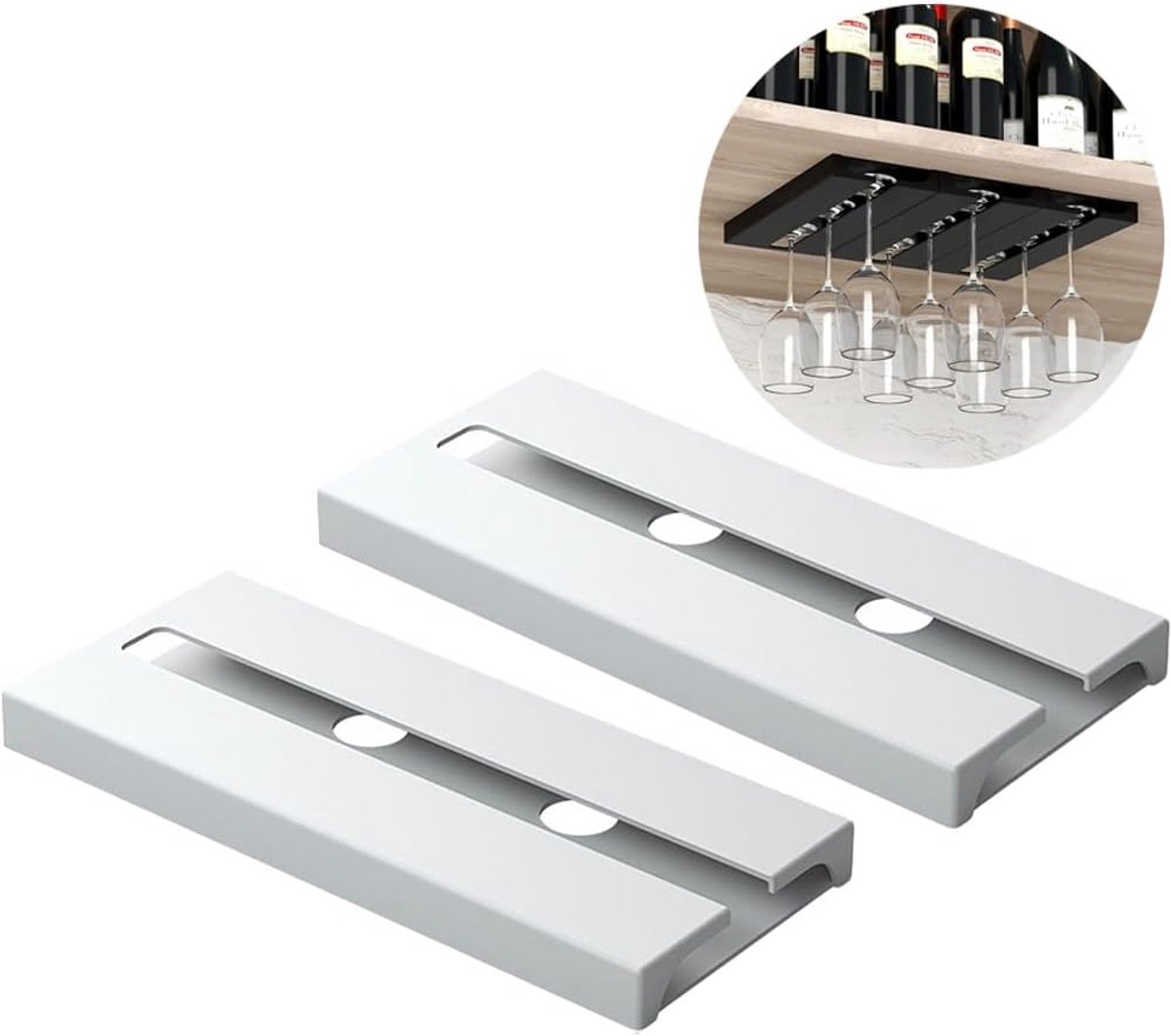 SnelShoppen - Glazen Drainer Planken, 2 Stuks Wijnglas Rack, Onderkast Wijnglas Houder voor Wijnglazen, Keuken Rack, Eetkamer Kast (Wit)