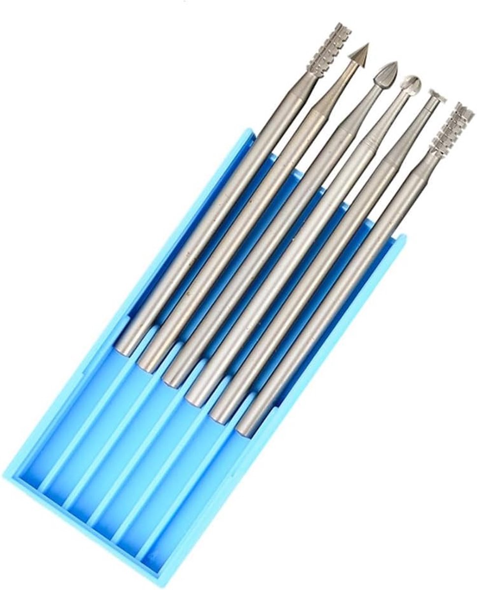 6 Piece Engraving Bits Set - Tungsten Steel Rotary Cutters for Professional Micro Engraving Drilling Woodworking DIY - ShopVlot