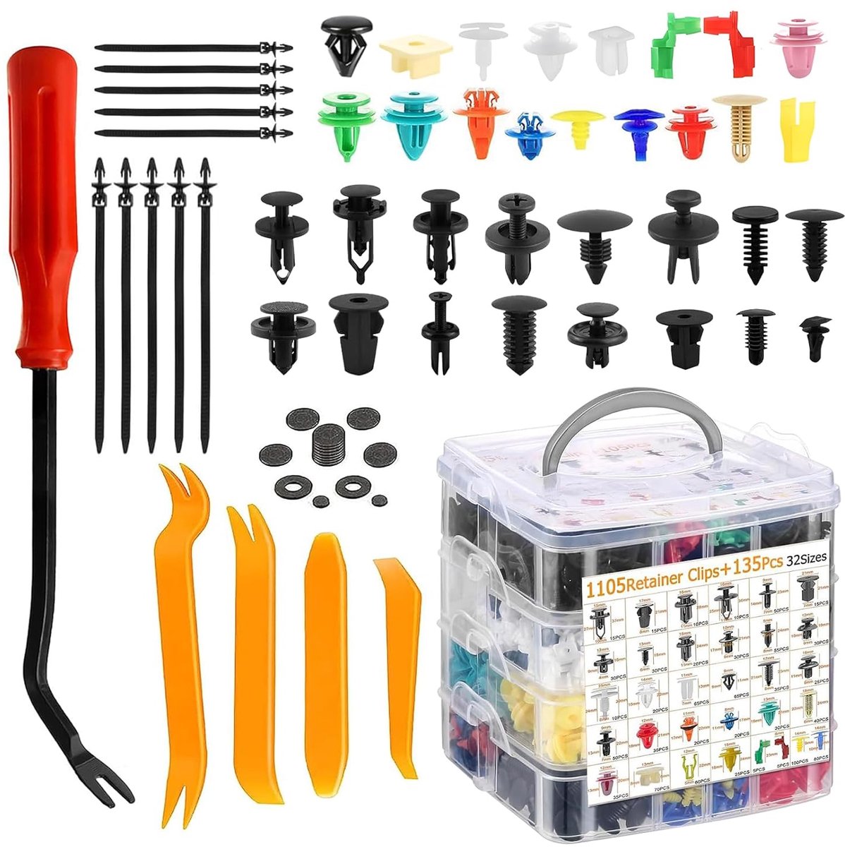 Auto bevestigingsclips 1240 stuks - Universele deurtrim clips - Plastic clips set - Voor eenvoudig gebruik - ShopVlot