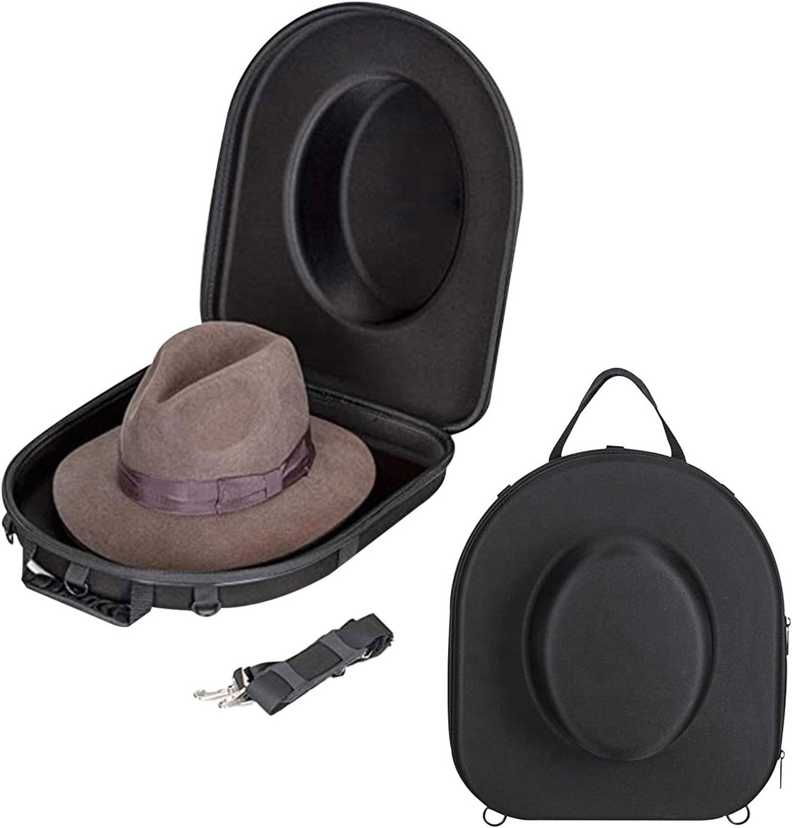Qivine Hat Boxes Storage with Handle Black Round with Lid Portable Hat Case Hat Box Storage Round Box with Lid and Zip - ShopVlot