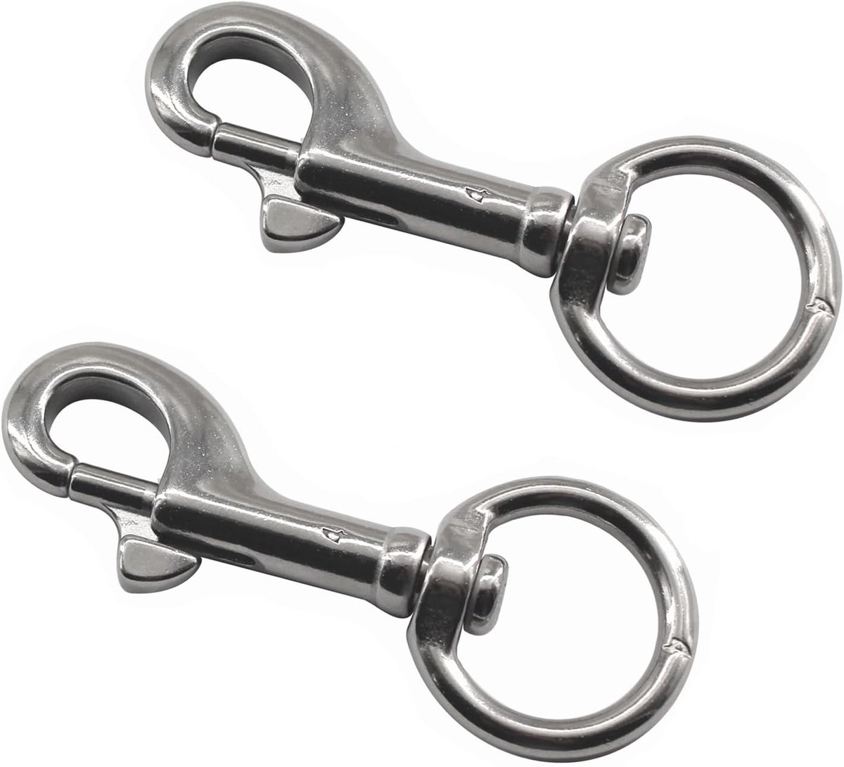 SnelShoppen - 2 Stuks 120mm Draaibare Ooghaken 316 RVS Marine Kwaliteit Enkel Eind Haak voor Hondenriem, Sleutelhanger, Boot Touwen en Kooi